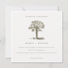 Carte De Remerciements Plage tropicale Palm Tree Dark Gold Mariage Invite