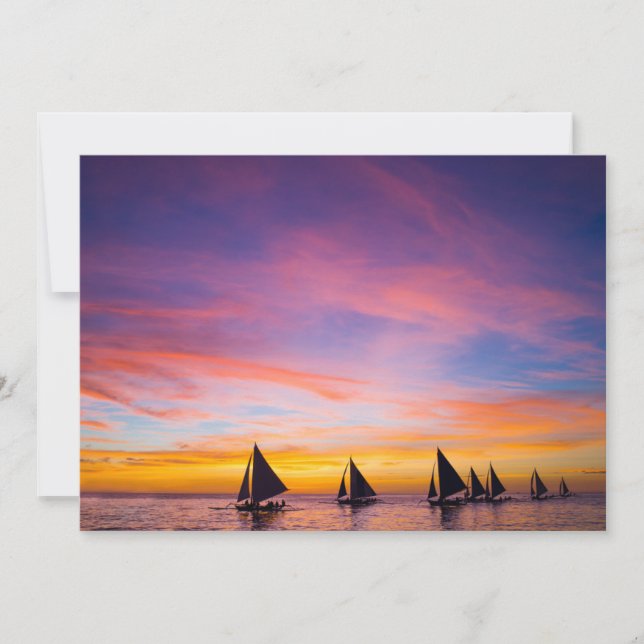 Carte De Remerciements Plages tropicales | Sunset Sailboats, Phillipines (Devant)