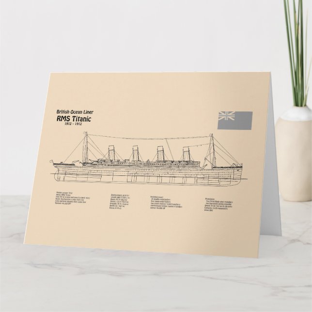 Carte De Remerciements Plan directeur du navire Titanic RMS SD (Devant)