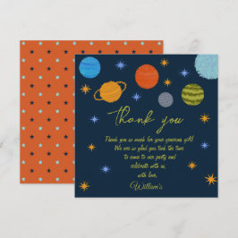 Carte De Remerciements Planètes spatiales Galaxy Stars Boy Baby shower