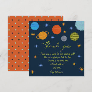 Carte De Remerciements Planètes spatiales Galaxy Stars Boy Baby shower