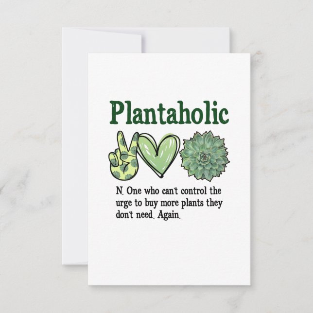 Carte De Remerciements Plantaholic Funny Plante (Devant)