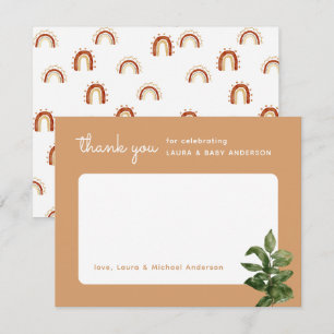 Carte De Remerciements Plante neutre Baby shower arc-en-ciel Boho