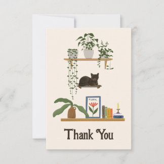 Carte De Remerciements Plantes, Chats Et Livres - Boisson Chat esthétique