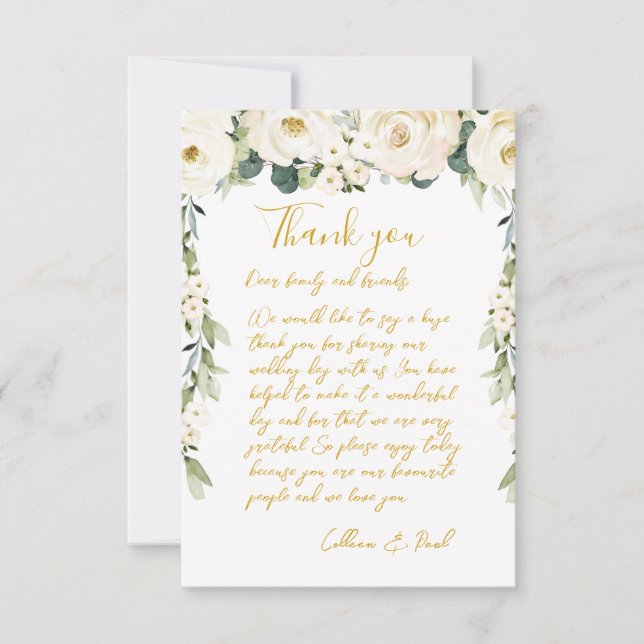 Carte De Remerciements Plaque de dîner Mariage White Peony Epiphany (Devant)