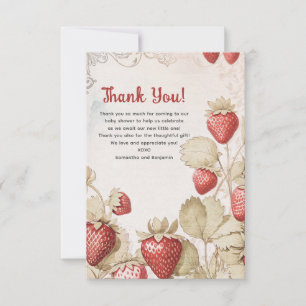 Carte de remerciements plat baby shower doux Berry