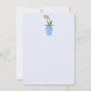 Carte de remerciements plat bleu orchidée et chino