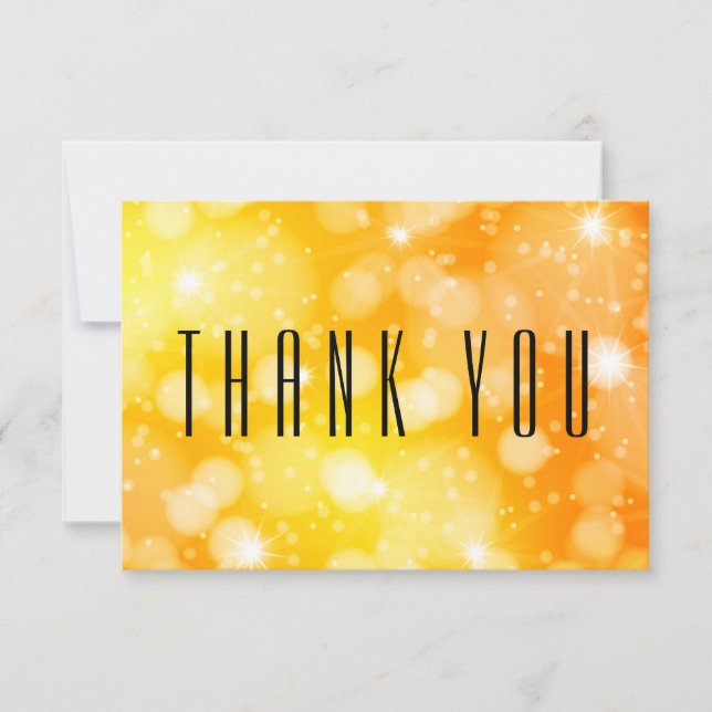Carte De Remerciements Plat Bokeh Jaune et Orange (Devant)