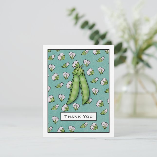Carte de remerciements plat de Baby shower de pois (Debout devant)