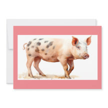 Carte de remerciements plat de porc rose