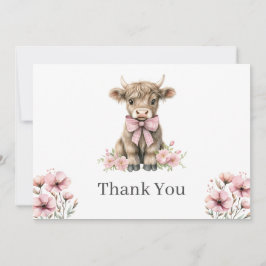 Carte de remerciements plat de vache rose Highland