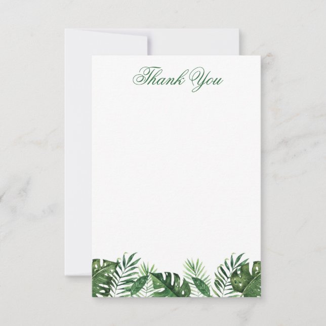 Carte de remerciements plat en feuilles de palmes  (Devant)
