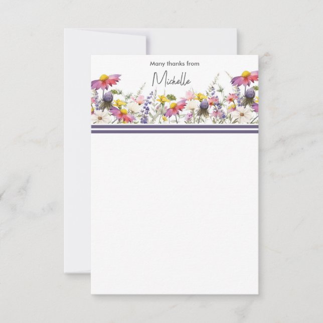 Carte de remerciements plat fleur sauvage (Devant)