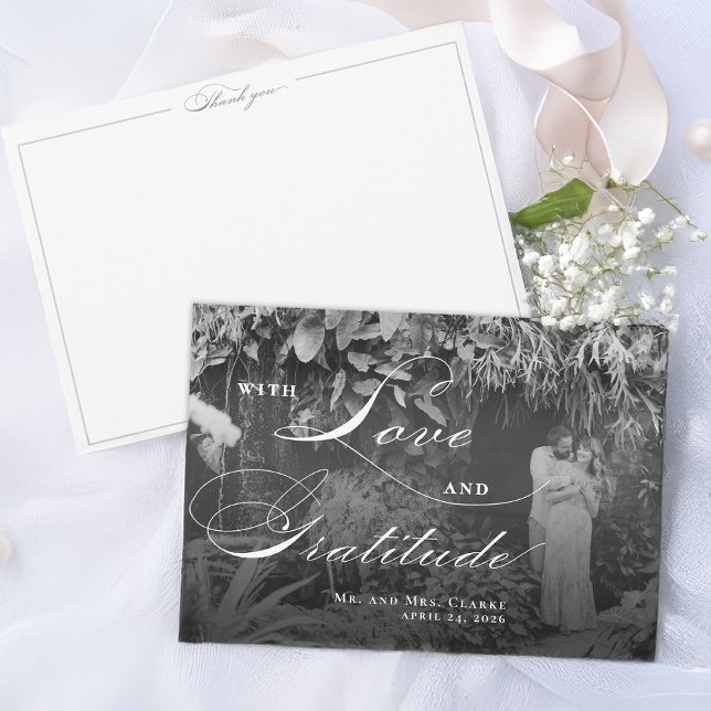 Carte de remerciements plat horizontal noir et bla (Créateur téléchargé)