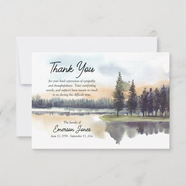 Carte de remerciements plat Lakeside Sympathie (Devant)