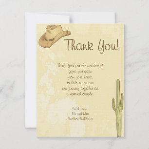 Carte de remerciements plat Mariage Cowboy
