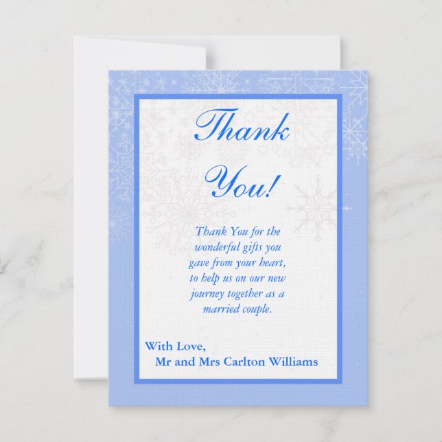 Carte de remerciements PLAT Mariage Snowflake (Devant)
