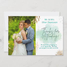 Carte de remerciements plat photo Mariage vert Min