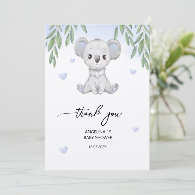 Carte de remerciements plat pour le baby shower. (Debout devant)