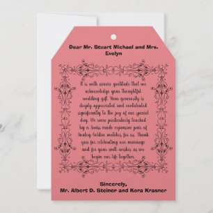 Carte de remerciements plat romantique Mariage P
