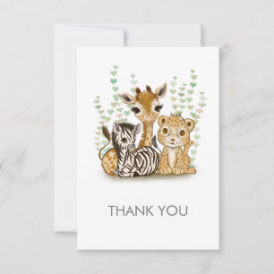 Carte de remerciements plat Safari minimaliste