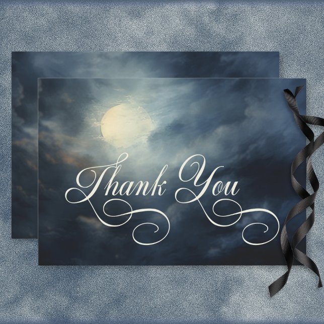 Carte De Remerciements Pleine lune gothique foncé Mariage de nuit Sky (Dark Gothic Full Moon Night Sky Wedding Thank You Card)