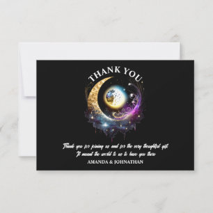 Carte De Remerciements Pleine lune luna céleste étoile nuit magenta