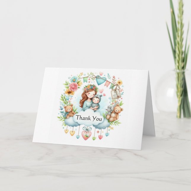 Carte de remerciements plié baby shower (Devant)