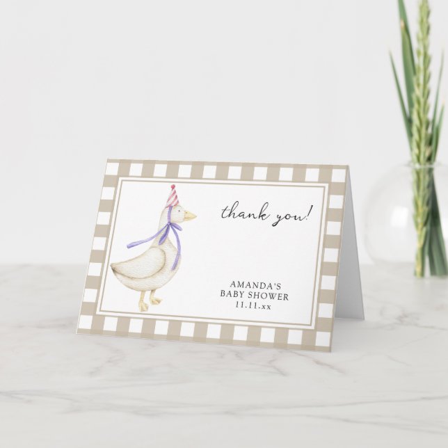 Carte de remerciements plié Baby shower d'oie (Devant)