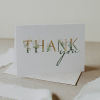 Carte de remerciements plié Baby shower vert & or
