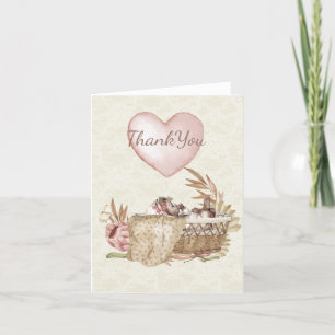 Carte de remerciements plié Baby shower vintage