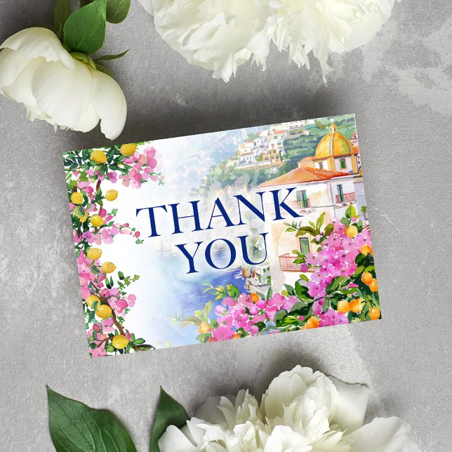 Carte de remerciements plié de citrons roses de la (Amalfi Coast Pink Lemons Folded Thank You Card)