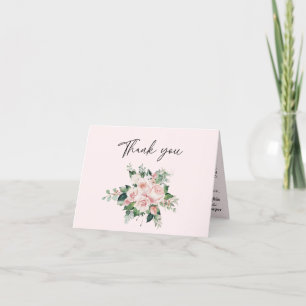 Carte de remerciements plié de Mariage rose flou