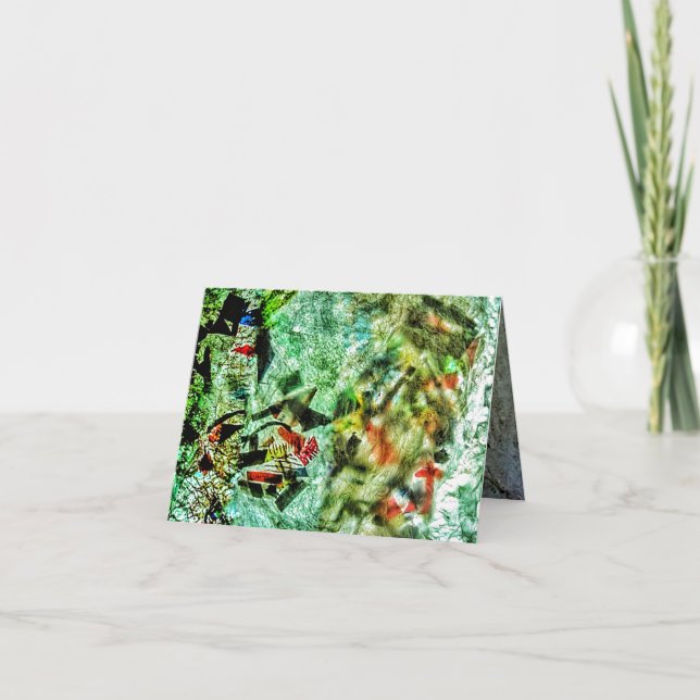 Carte de remerciements plié double blanc abstrait (Devant)