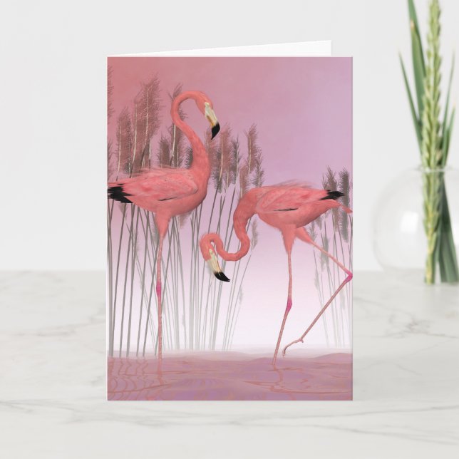 Carte de remerciements plié Flamant rose américain (Devant)