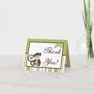 Carte de remerciements plié Monkey Time Zoo Animal