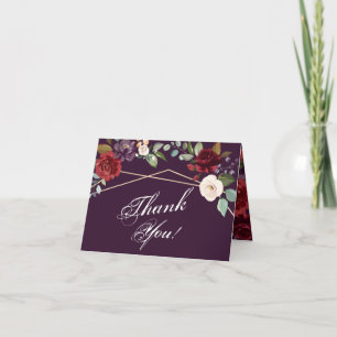 Carte de remerciements plié Plum violet Rose Gold 