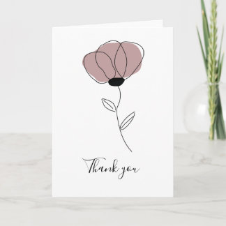 Carte de remerciements plié simple Rose élégant