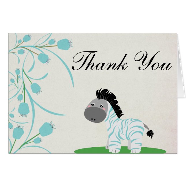Carte de remerciements pliée Baby Zebra (Devant horizontal)