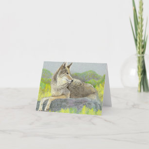Carte de remerciements pliée de coyote