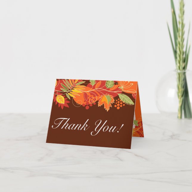 Carte de remerciements pliée Feuilles Automne auto (Devant)