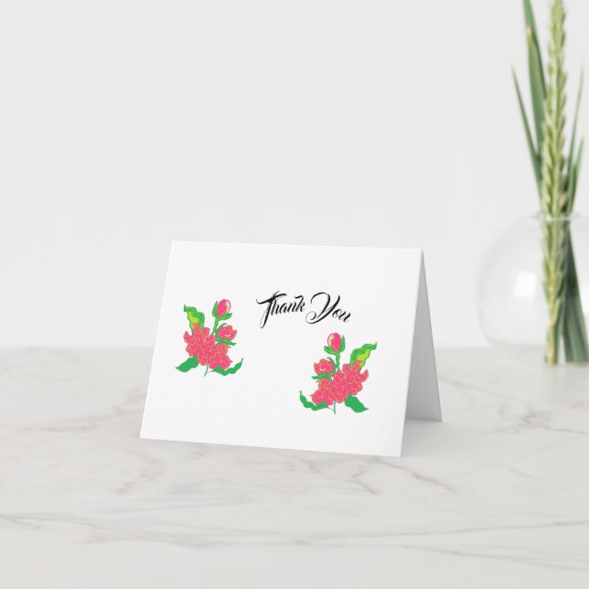 Carte de remerciements pliée : Fleur japonaise (Devant)