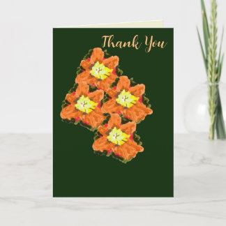 Carte de remerciements pliée Orange & Fleur Jaune