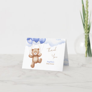 Carte de remerciements pliée pour un Baby shower.