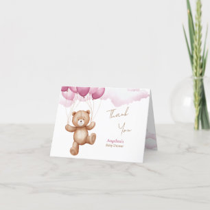 Carte de remerciements pliée pour un Baby shower.