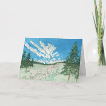Carte de remerciements pliée - prairie de montagne