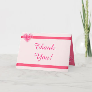 Carte de remerciements pliée rose Confetti Heart S