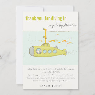 Carte De Remerciements Plongée Dans Le Baby shower Sous-Marin Sous-Marin