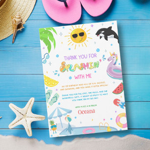 Carte De Remerciements Plongeon dans une première fête d'anniversaire au 