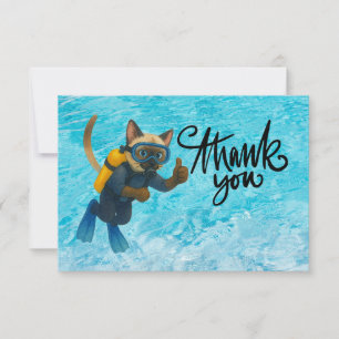 Carte De Remerciements Plongeur pour amateur de chat siamois